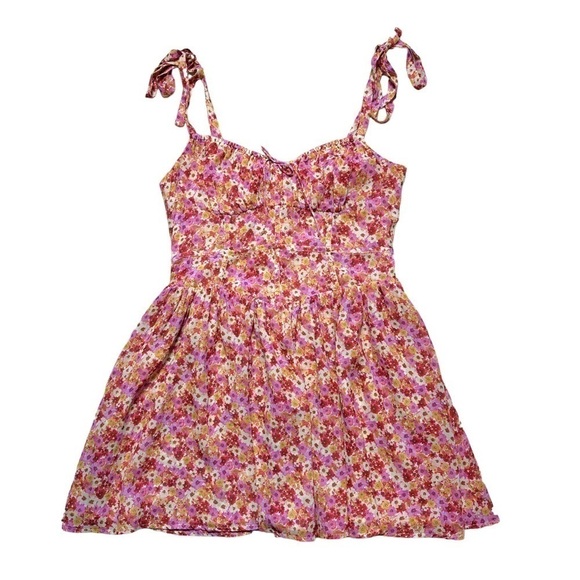 For Love & Lemons Red and Pink Floral Felicia Mini Dress US L - Picture 2 of 16